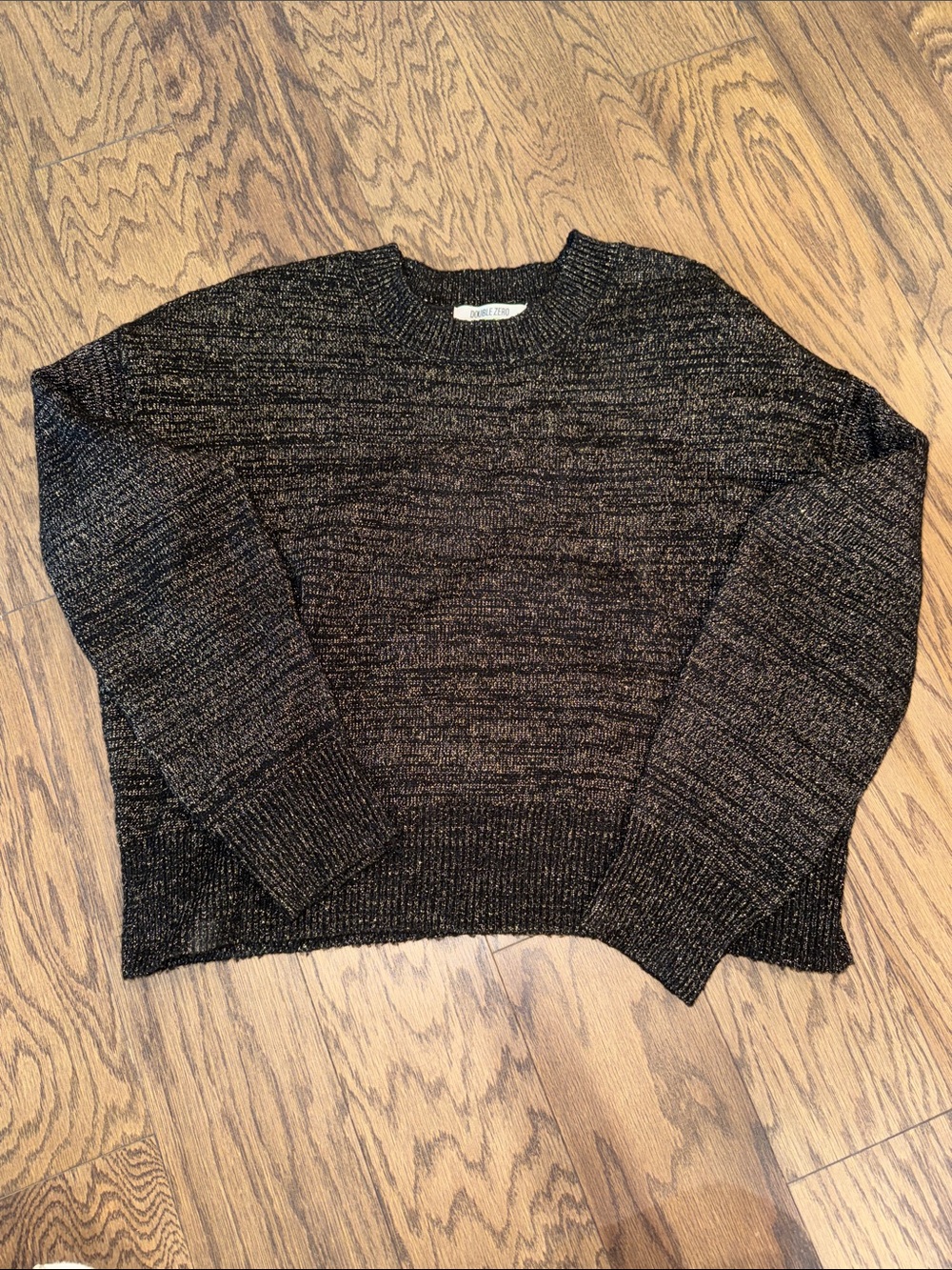 Double Zero Metallic Black Crewneck Sweater